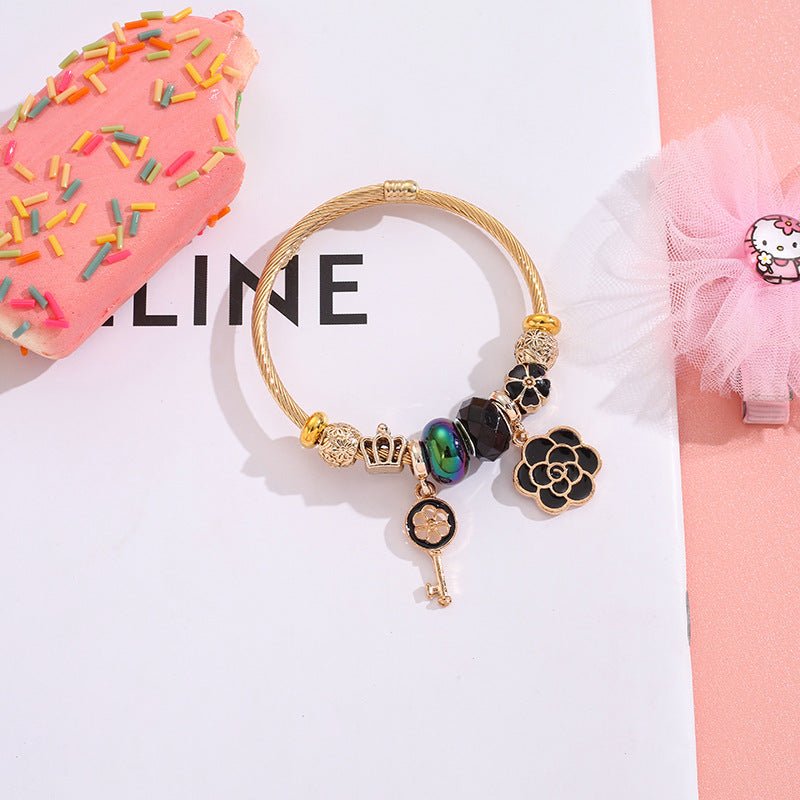 Wholesale Stainless Steel Fashion Flower Open Bracelet